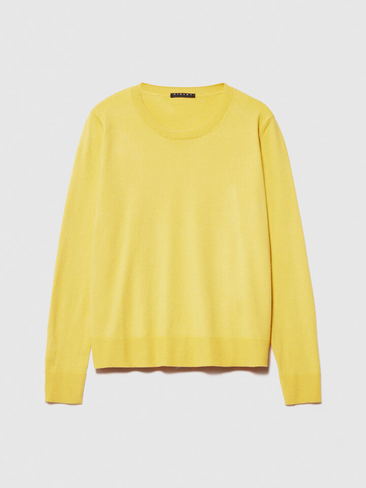 Solid colored sweater - women's crew neck sweaters - Yellow | Sisley image number 6
